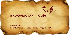 Kovácsovics Jónás névjegykártya